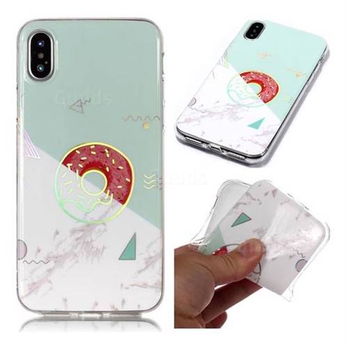 Donuts Marble Pattern Bright Color Laser Soft TPU Case for iPhone XS / iPhone X(5.8 inch)