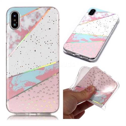 Matching Color Marble Pattern Bright Color Laser Soft TPU Case for iPhone XS / iPhone X(5.8 inch)