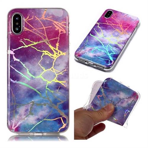 Dream Sky Marble Pattern Bright Color Laser Soft TPU Case for iPhone XS / iPhone X(5.8 inch)