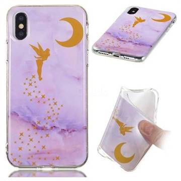 Elf Purple Soft TPU Marble Pattern Phone Case for iPhone XS / iPhone X(5.8 inch)