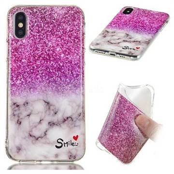 Love Smoke Purple Soft TPU Marble Pattern Phone Case for iPhone XS / iPhone X(5.8 inch)