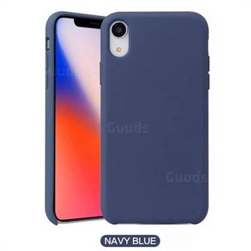 Howmak Slim Liquid Silicone Rubber Shockproof Phone Case Cover for iPhone XS / iPhone X(5.8 inch) - Midnight Blue