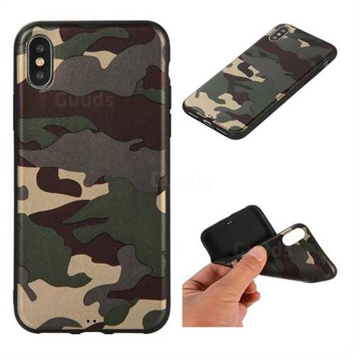 Camouflage Soft TPU Back Cover for iPhone XS / iPhone X(5.8 inch) - Gold Green