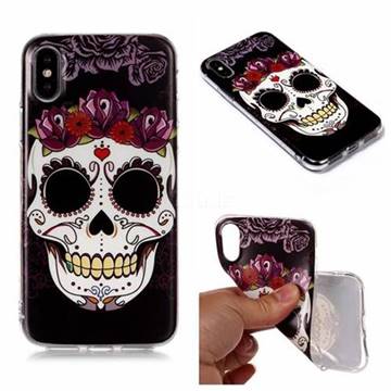Flowers Skull Matte Soft TPU Back Cover for iPhone XS / iPhone X(5.8 inch)