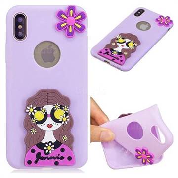 Violet Girl Soft 3D Silicone Case for iPhone XS / iPhone X(5.8 inch)