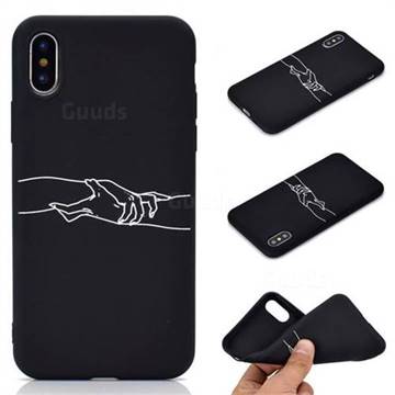 Handshake Chalk Drawing Matte Black TPU Phone Cover for iPhone XS / iPhone X(5.8 inch)