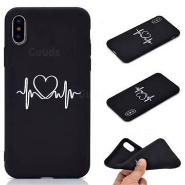 Heart Radio Wave Chalk Drawing Matte Black TPU Phone Cover for iPhone XS / iPhone X(5.8 inch)