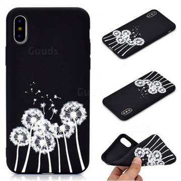 Dandelion Chalk Drawing Matte Black TPU Phone Cover for iPhone XS / iPhone X(5.8 inch)