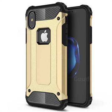 King Kong Armor Premium Shockproof Dual Layer Rugged Hard Cover for iPhone XS / iPhone X(5.8 inch) - Champagne Gold