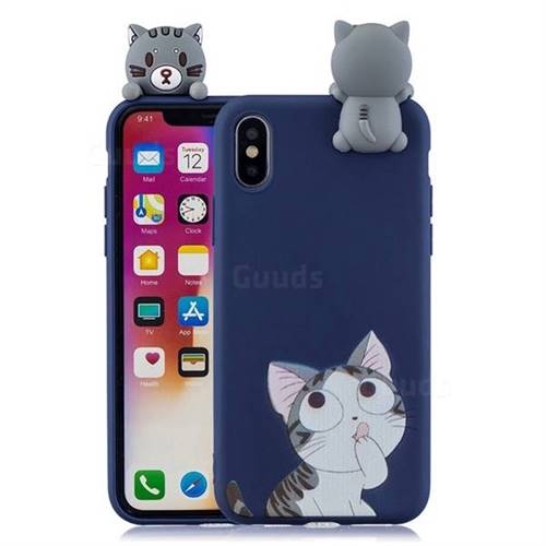 Big Face Cat Soft 3D Climbing Doll Soft Case for iPhone XS / iPhone X(5.8 inch)