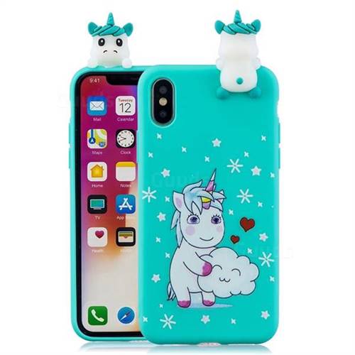 Heart Unicorn Soft 3D Climbing Doll Soft Case for iPhone XS / iPhone X(5.8 inch)