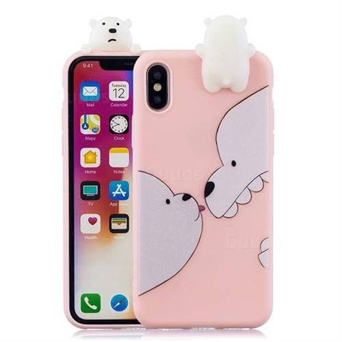 Big White Bear Soft 3D Climbing Doll Soft Case for iPhone XS / iPhone X(5.8 inch)