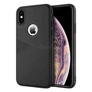 Litchi Texture Breathable Anti-fall Silicone Soft Phone Case for iPhone XS / iPhone X(5.8 inch) - Black