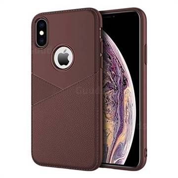 Litchi Texture Breathable Anti-fall Silicone Soft Phone Case for iPhone XS / iPhone X(5.8 inch) - Coffee