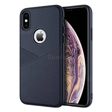 Litchi Texture Breathable Anti-fall Silicone Soft Phone Case for iPhone XS / iPhone X(5.8 inch) - Blue