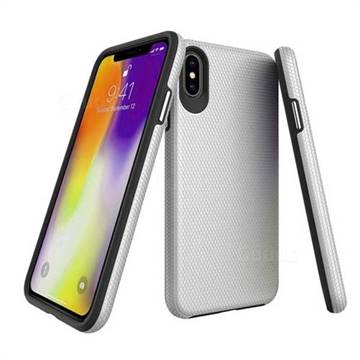 Triangle Texture Shockproof Hybrid Rugged Armor Defender Phone Case for iPhone XS / iPhone X(5.8 inch) - Silver