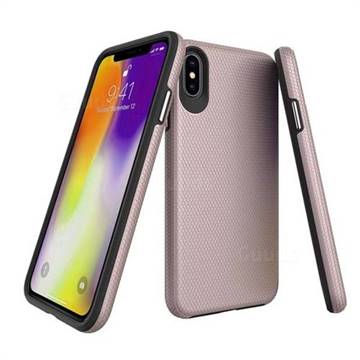 Triangle Texture Shockproof Hybrid Rugged Armor Defender Phone Case for iPhone XS / iPhone X(5.8 inch) - Rose Gold