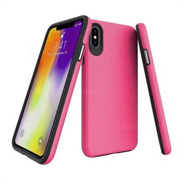 Triangle Texture Shockproof Hybrid Rugged Armor Defender Phone Case for iPhone XS / iPhone X(5.8 inch) - Rose