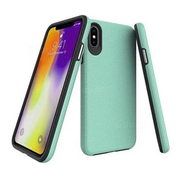 Triangle Texture Shockproof Hybrid Rugged Armor Defender Phone Case for iPhone XS / iPhone X(5.8 inch) - Mint Green