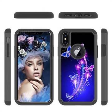 Dancing Butterflies Shock Absorbing Hybrid Defender Rugged Phone Case Cover for iPhone XS / iPhone X(5.8 inch)