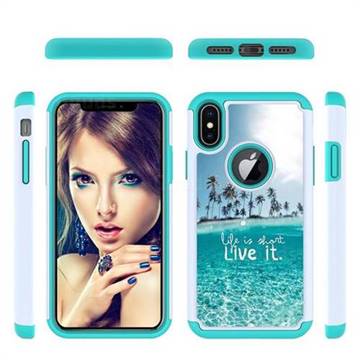 Sea and Tree Shock Absorbing Hybrid Defender Rugged Phone Case Cover for iPhone XS / iPhone X(5.8 inch)