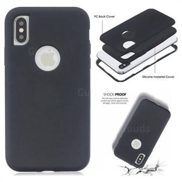 Matte PC + Silicone Shockproof Phone Back Cover Case for iPhone XS / iPhone X(5.8 inch) - Black
