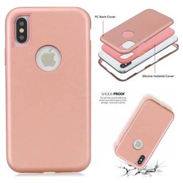 Matte PC + Silicone Shockproof Phone Back Cover Case for iPhone XS / iPhone X(5.8 inch) - Rose Gold