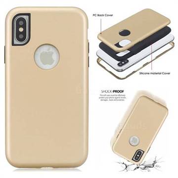Matte PC + Silicone Shockproof Phone Back Cover Case for iPhone XS / iPhone X(5.8 inch) - Goldden