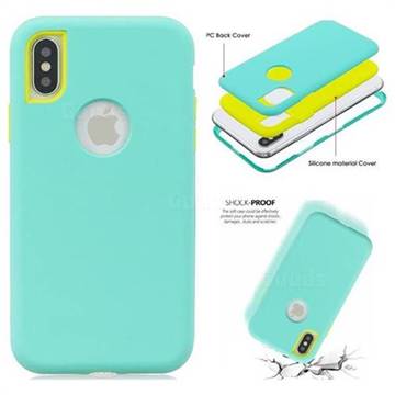Matte PC + Silicone Shockproof Phone Back Cover Case for iPhone XS / iPhone X(5.8 inch) - Baby Blue