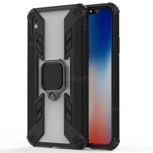 Predator Armor Metal Ring Grip Shockproof Dual Layer Rugged Hard Cover for iPhone XS / iPhone X(5.8 inch) - Black