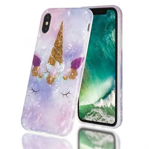Unicorn Girl Shell Pattern Clear Bumper Glossy Rubber Silicone Phone Case for iPhone XS / iPhone X(5.8 inch)