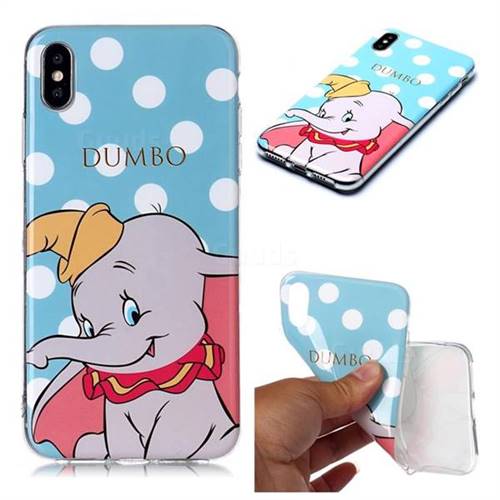 Dumbo Elephant Soft TPU Cell Phone Back Cover for iPhone XS / iPhone X(5.8 inch)