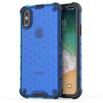 Honeycomb TPU + PC Hybrid Armor Shockproof Case Cover for iPhone XS / iPhone X(5.8 inch) - Blue