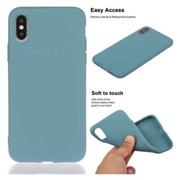 Soft Matte Silicone Phone Cover for iPhone XS / iPhone X(5.8 inch) - Lake Blue
