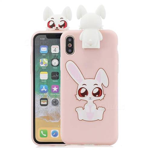 Cute Rabbit Soft 3D Climbing Doll Stand Soft Case for iPhone XS / iPhone X(5.8 inch)