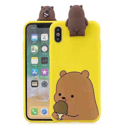 Brown Bear Soft 3D Climbing Doll Stand Soft Case for iPhone XS / iPhone X(5.8 inch)