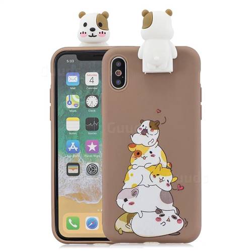Hamster Family Soft 3D Climbing Doll Stand Soft Case for iPhone XS / iPhone X(5.8 inch)