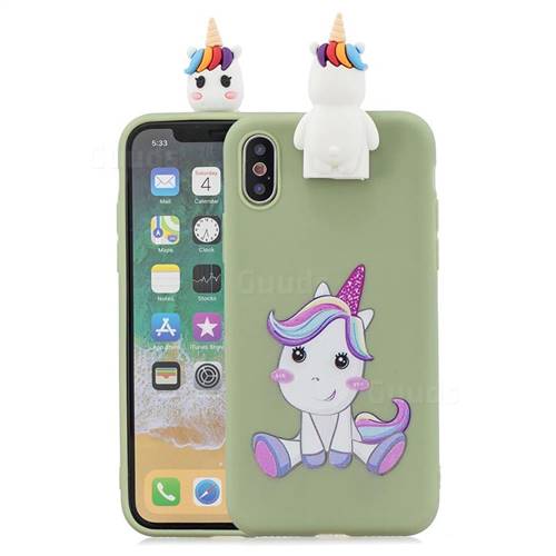 Cute Unicorn Soft 3D Climbing Doll Stand Soft Case for iPhone XS / iPhone X(5.8 inch)