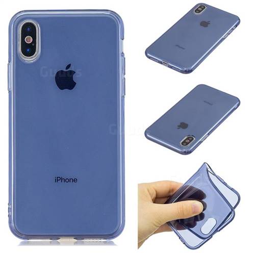 Transparent Jelly Mobile Phone Case for iPhone XS / iPhone X(5.8 inch) - Dark Blue