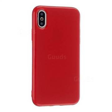 2mm Candy Soft Silicone Phone Case Cover for iPhone XS / iPhone X(5.8 inch) - Hot Red