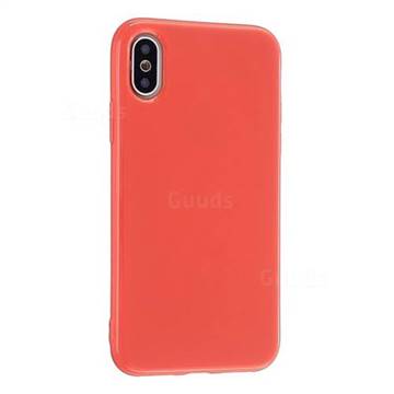 2mm Candy Soft Silicone Phone Case Cover for iPhone XS / iPhone X(5.8 inch) - Coral Red