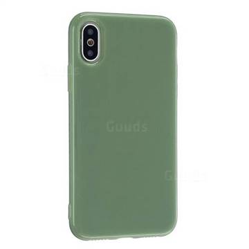 2mm Candy Soft Silicone Phone Case Cover for iPhone XS / iPhone X(5.8 inch) - Pea Green