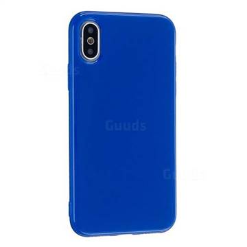 2mm Candy Soft Silicone Phone Case Cover for iPhone XS / iPhone X(5.8 inch) - Navy Blue