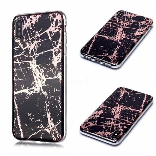 Black Galvanized Rose Gold Marble Phone Back Cover for iPhone XS / iPhone X(5.8 inch)