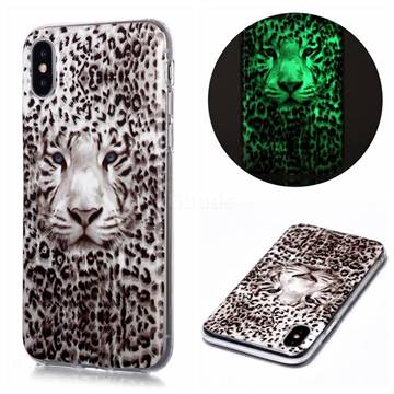 Leopard Tiger Noctilucent Soft TPU Back Cover for iPhone XS / iPhone X(5.8 inch)
