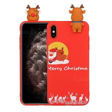 Moon Santa and Elk Christmas Xmax Soft 3D Doll Silicone Case for iPhone XS / iPhone X(5.8 inch)