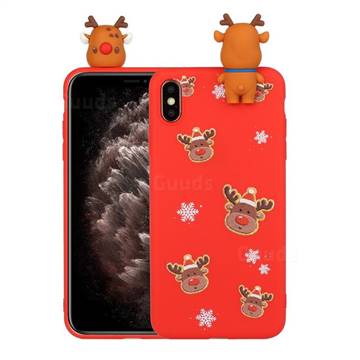 Elk Snowflakes Christmas Xmax Soft 3D Doll Silicone Case for iPhone XS / iPhone X(5.8 inch)