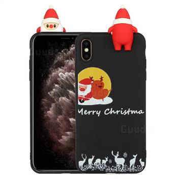 Santa Elk on Moon Christmas Xmax Soft 3D Doll Silicone Case for iPhone XS / iPhone X(5.8 inch)