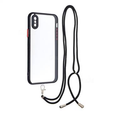 Necklace Cross-body Lanyard Strap Cord Phone Case Cover for iPhone XS / iPhone X(5.8 inch) - Black