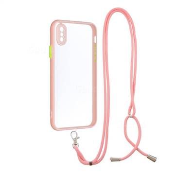 Necklace Cross-body Lanyard Strap Cord Phone Case Cover for iPhone XS / iPhone X(5.8 inch) - Pink